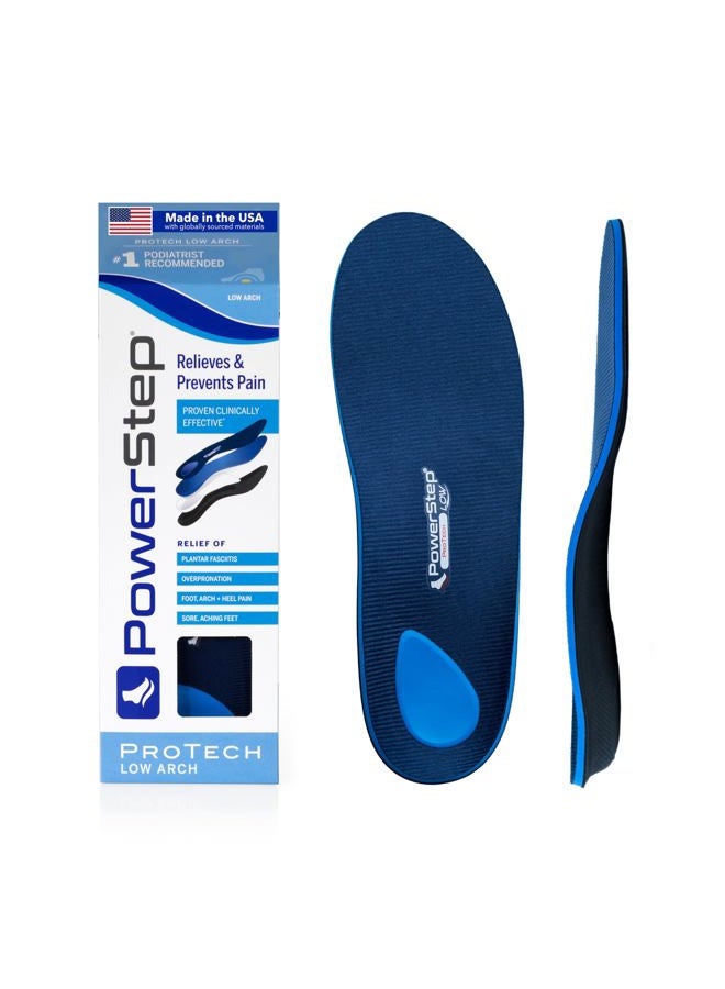 ProTech Low Arch Orthotic Inserts - Overpronation & Plantar Fasciitis Inserts for Rigid Arch Support - Medial Grade Orthotics for Low Arches + Flat Feet (M 14-15)