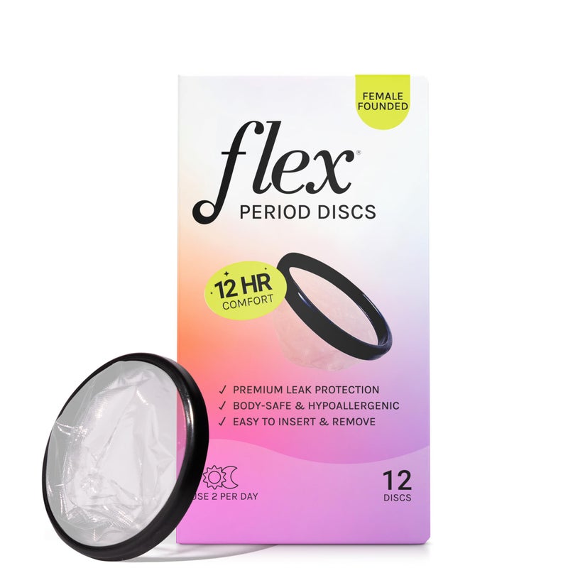 Flex Menstrual Discs | Disposable Period Discs | Reduce Cramps & Dryness | Beginner-Friendly Tampon Alternative | Capacity of 5 Super Tampons | Made in Canada | 12 Count - Image 1