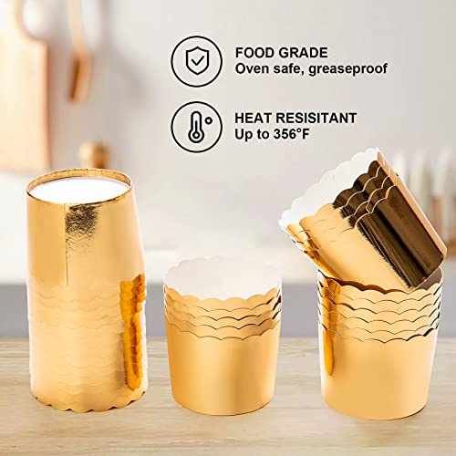 Dootafy Gold Baking Cups Cupcake Liners, 2.75"x2.3" Large Paper Baking Cups Muffin Liners Greaseproof Disposable Bulk 50pcs Cupcake Wrappers, 6 oz Standard Jumbo Muffin Cups for Mother's Day Wedding Birthday - Image 5