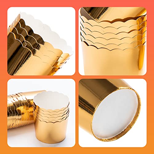 Dootafy Gold Baking Cups Cupcake Liners, 2.75"x2.3" Large Paper Baking Cups Muffin Liners Greaseproof Disposable Bulk 50pcs Cupcake Wrappers, 6 oz Standard Jumbo Muffin Cups for Mother's Day Wedding Birthday - Image 2