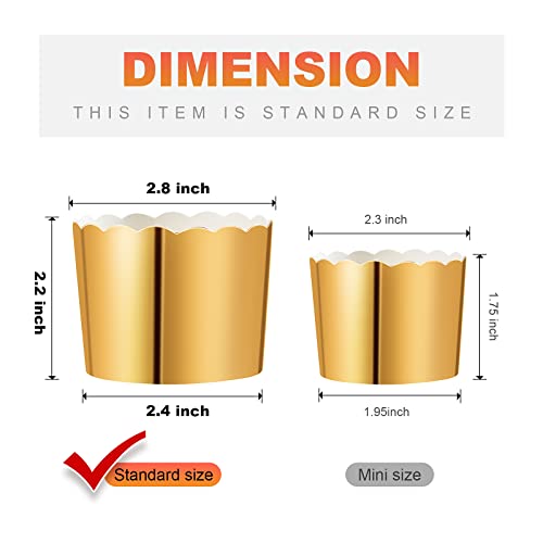 Dootafy Gold Baking Cups Cupcake Liners, 2.75"x2.3" Large Paper Baking Cups Muffin Liners Greaseproof Disposable Bulk 50pcs Cupcake Wrappers, 6 oz Standard Jumbo Muffin Cups for Mother's Day Wedding Birthday - Image 3