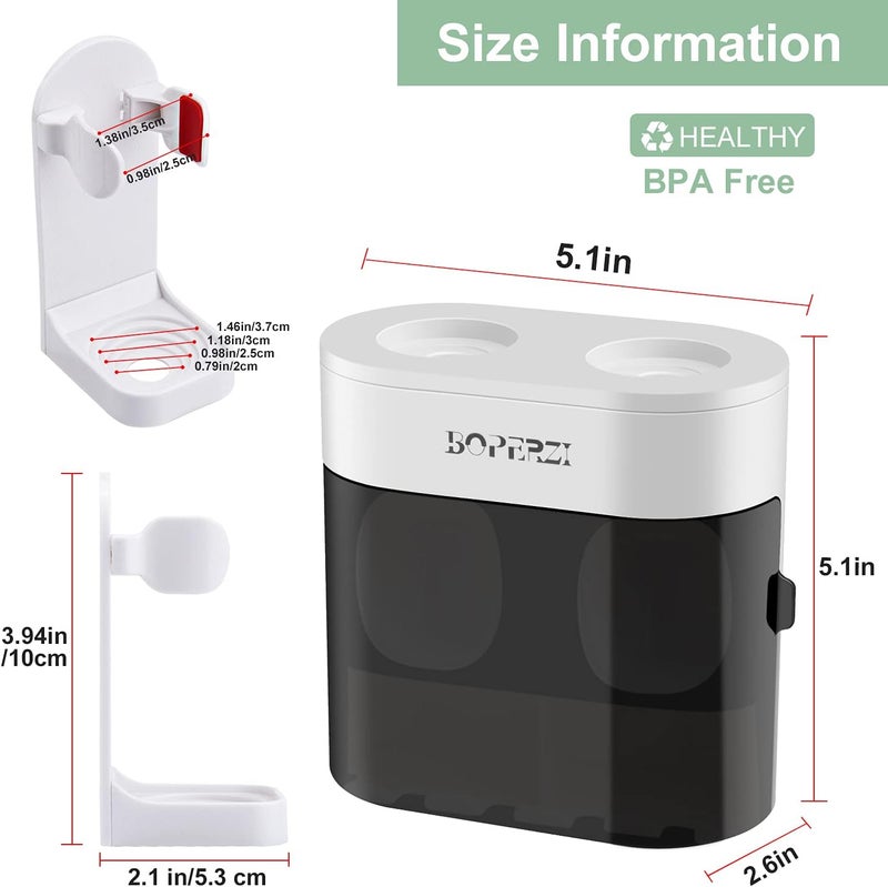 Boperzi 2 Pack Electric Toothbrush Stander and Toothbrush Holder Wall Mounted Automatic Toothpaste Dispenser Dustproof Cover Toothbrush Holder for Shower Bathroom Set Kids Family(Black+2 Pack) - Image 2