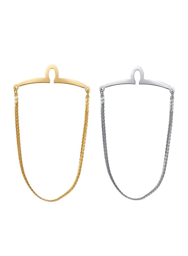 Yoursfs 2pc Tie Chain For Men Double Color Single Loop Tie Chain Set - Image 1