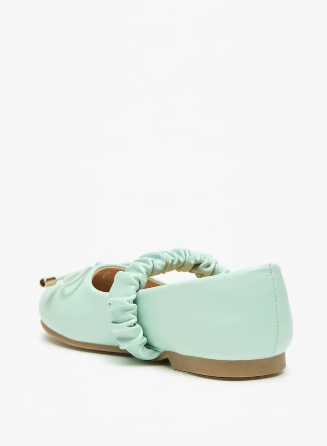 JUNIORS Girls Solid Round Toe Ballerinas With Bow Detail