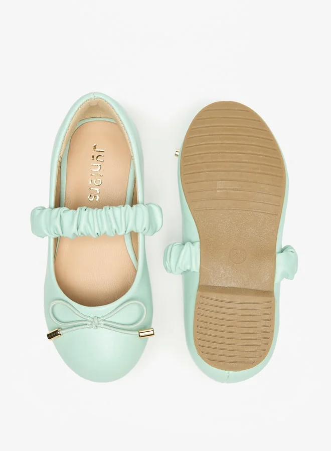 JUNIORS Girls Solid Round Toe Ballerinas With Bow Detail