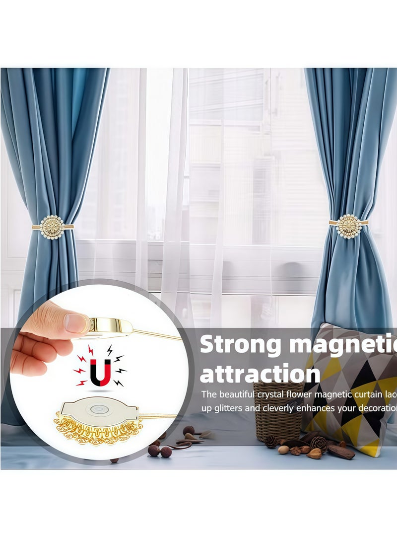 2 Pack Curtain Magnetic Buckle Spring Window Curtain Tie Cords for Home Office Decoration (Gold)  - Image 4