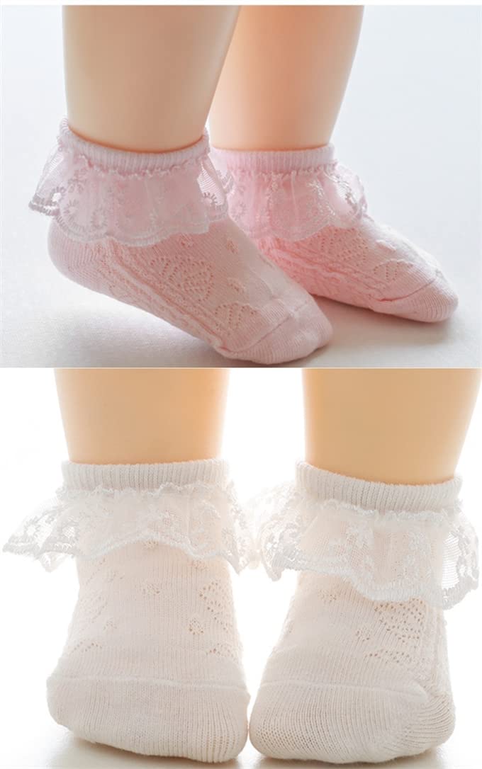 QandSweet Baby Girls' Eyelet Flower Socks Ankle Sock for Newborn Infant Toddlers Kids (1-2 Years, A-6 Colors) - Image 5