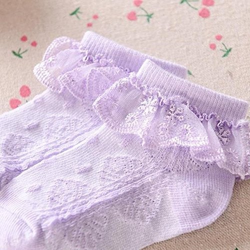 QandSweet Baby Girls' Eyelet Flower Socks Ankle Sock for Newborn Infant Toddlers Kids (1-2 Years, A-6 Colors) - Image 4
