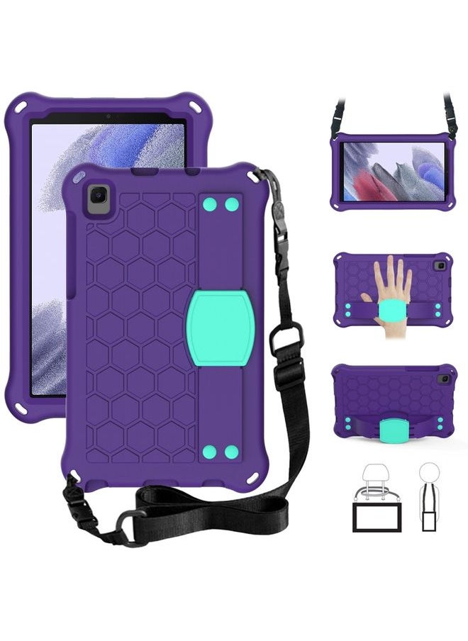 HuHa - Case Cover For Samsung Galaxy Tab A7 Lite 8.7 2021 T220/T225 Honeycomb Design EVA + PC Four Corner Shockproof Protective Case with Strap Purple+Mint - Image 1
