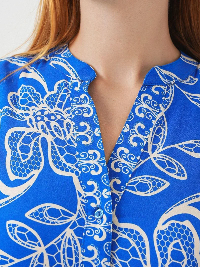 BIG DART BDART Printed V-Neck Maxi Dress with Button Closure