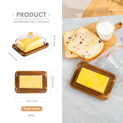MKLZ Glass Butter Dish with Lid, Clear Domed Cheese Dish with Handle, Large Butter Keeper Saver with Cover for Table, Kitchen Countertop, Refrigerator - Image 5
