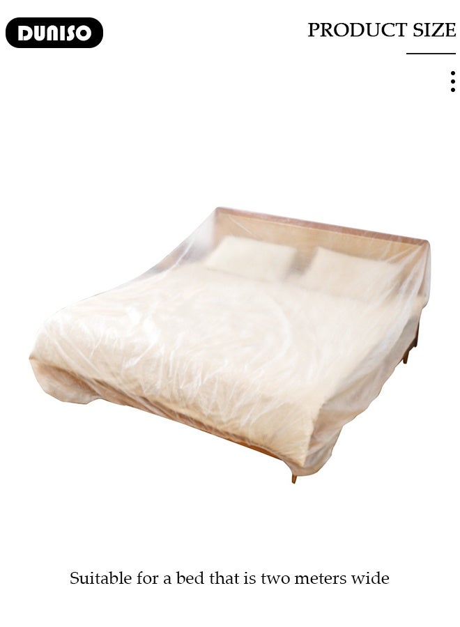 DUNISO 2 Pcs Disposable Elastic Dustproof Film Plastic Sofa Couch Cover, Waterproof & Dustproof Plastic Bed , Sofa Bed Couch Furniture Protector Cover Shelter for Moving Protection and Long Term Storage - Image 2
