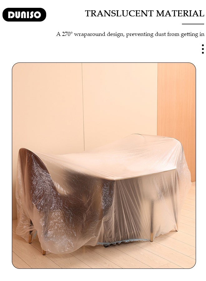 DUNISO 2 Pcs Disposable Elastic Dustproof Film Plastic Sofa Couch Cover, Waterproof & Dustproof Plastic Bed , Sofa Bed Couch Furniture Protector Cover Shelter for Moving Protection and Long Term Storage - Image 4