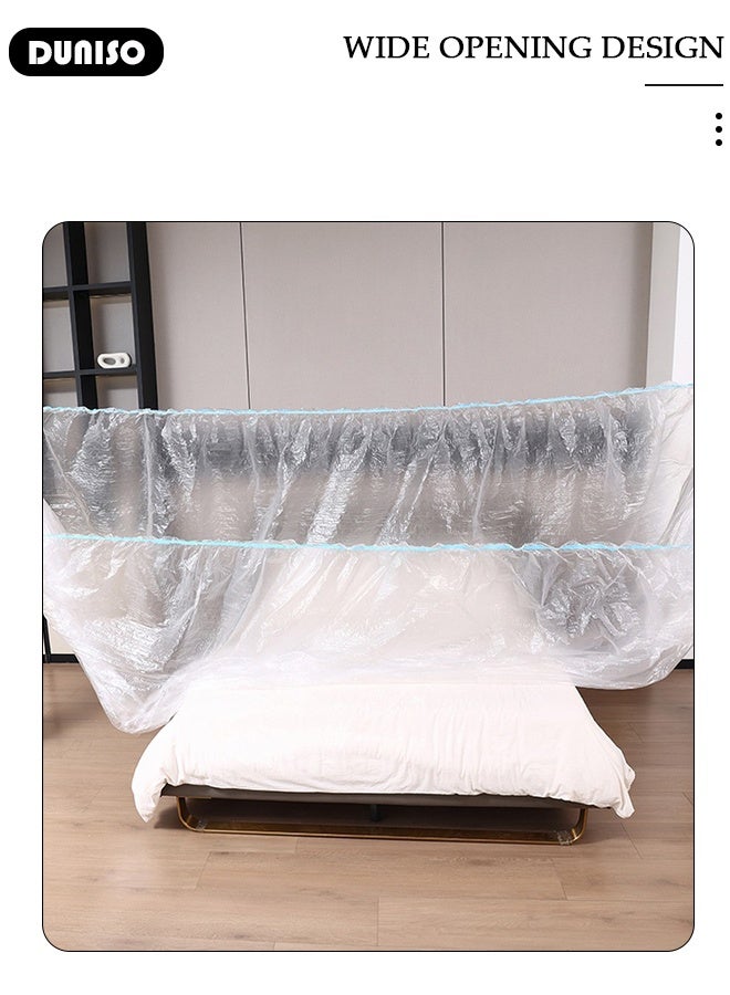 DUNISO 2 Pcs Disposable Elastic Dustproof Film Plastic Sofa Couch Cover, Waterproof & Dustproof Plastic Bed , Sofa Bed Couch Furniture Protector Cover Shelter for Moving Protection and Long Term Storage - Image 3