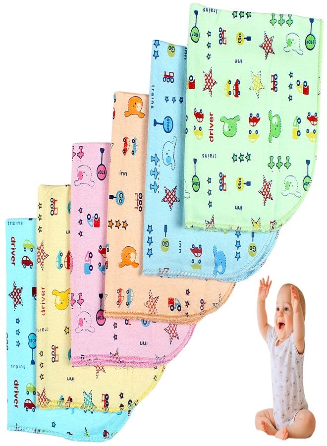 MOM CARE face Towels for Newborn Baby,wash Cloth for Babies, Extra Soft hankies,Reusable Napkins Ideal for Infants,Toddlers (Pack of 6) Multi Color (Hankies Pack of 6) - Image 1