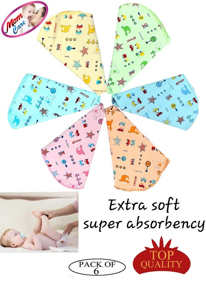 MOM CARE face Towels for Newborn Baby,wash Cloth for Babies, Extra Soft hankies,Reusable Napkins Ideal for Infants,Toddlers (Pack of 6) Multi Color (Hankies Pack of 6) - Image 3