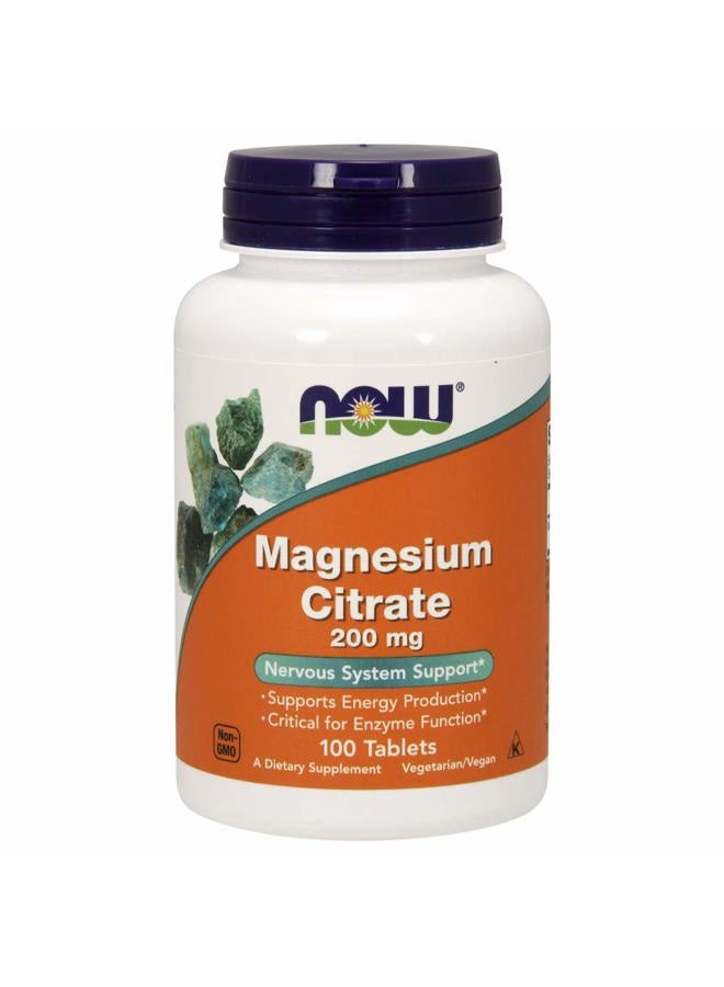 Now Foods Magnesium Citrate, 100 Tabs 200 mg - Image 1