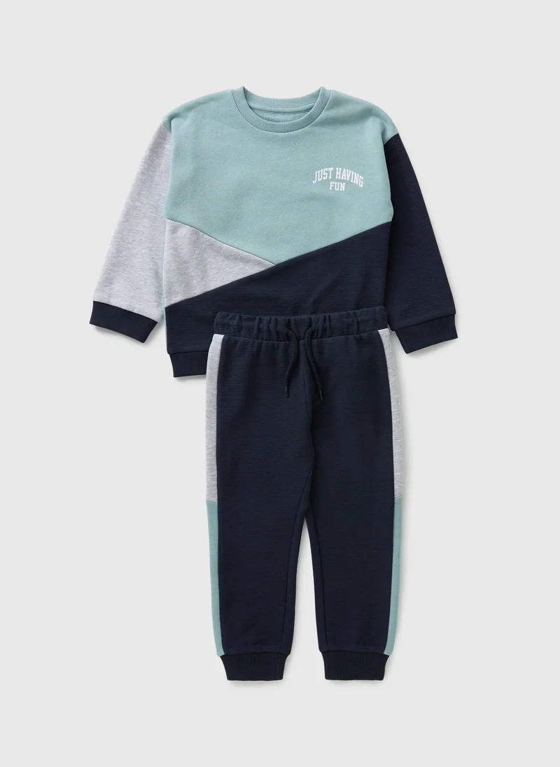 Matalan Boys Blue Cut & Sew Sweatshirt & Jogging Bottom Set