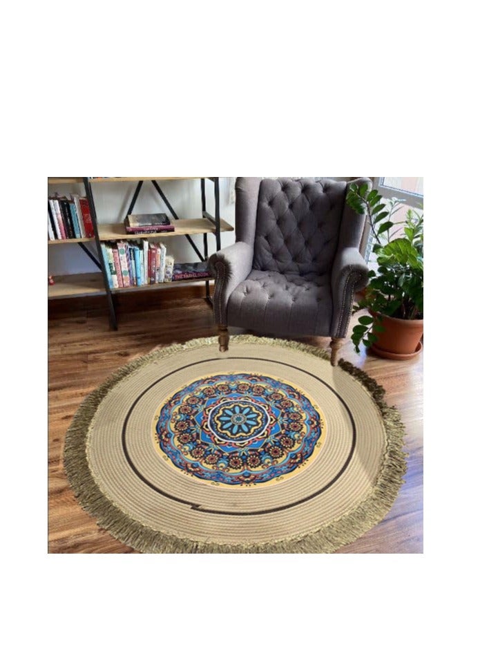 FFD Jute Braided Carpet Mats Rug Mat Yoga Mat Round Shape Anti Slip Backing Heavy Carpet Runner for Living Room Bedroom Carpet Jute  - Image 2