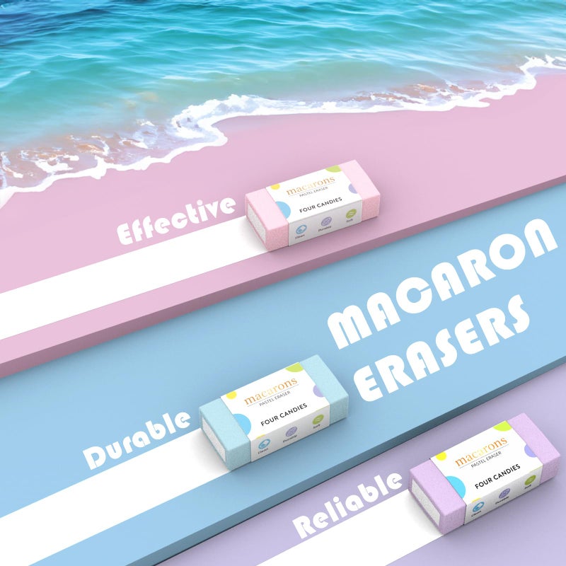 Four Candies Cute Mechanical Pencil Set, 6PCS Pencils 0.5 mm & 0.7mm with 360PCS Lead Refills, Pastel Erasers, Case for School Supplies - Image 4