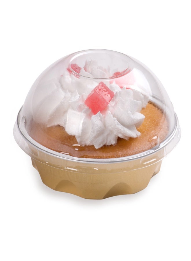 Restaurantware 3.4 Ounce Disposable Ramekins With Lids, 100 Round Creme Brulee Disposable Cups - Dome Lids, Oven-Ready, Gold Aluminum Disposable Baking Cups, Freezable, For Cupcakes And Muffins - Image 2