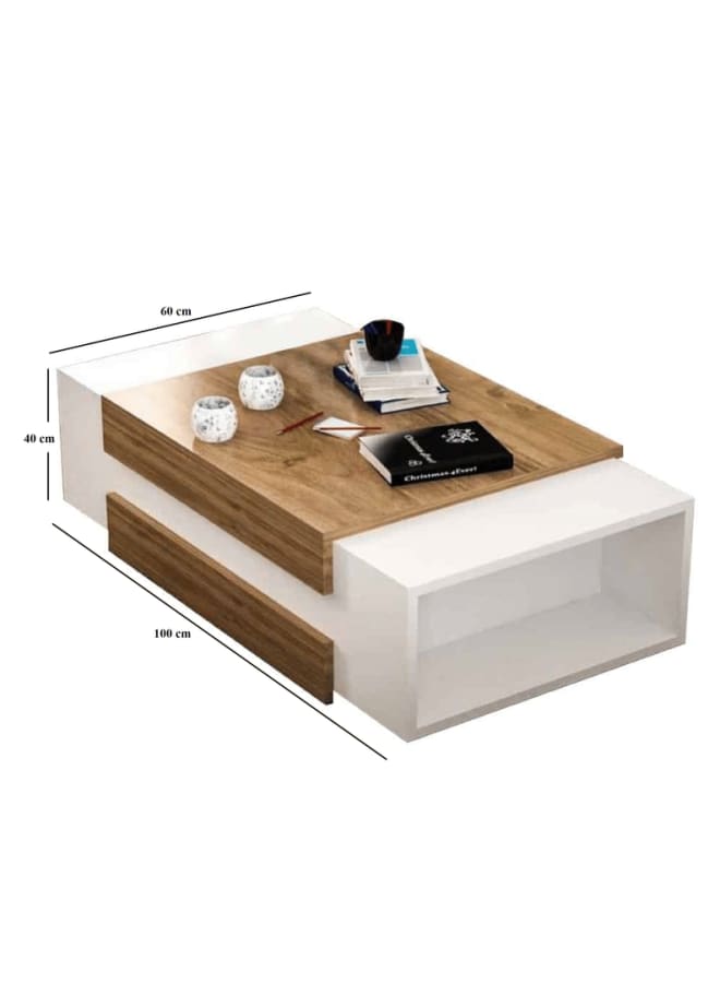 Retro RA-T23 Coffee Table 100x60x40cm - Wood x White - Image 2