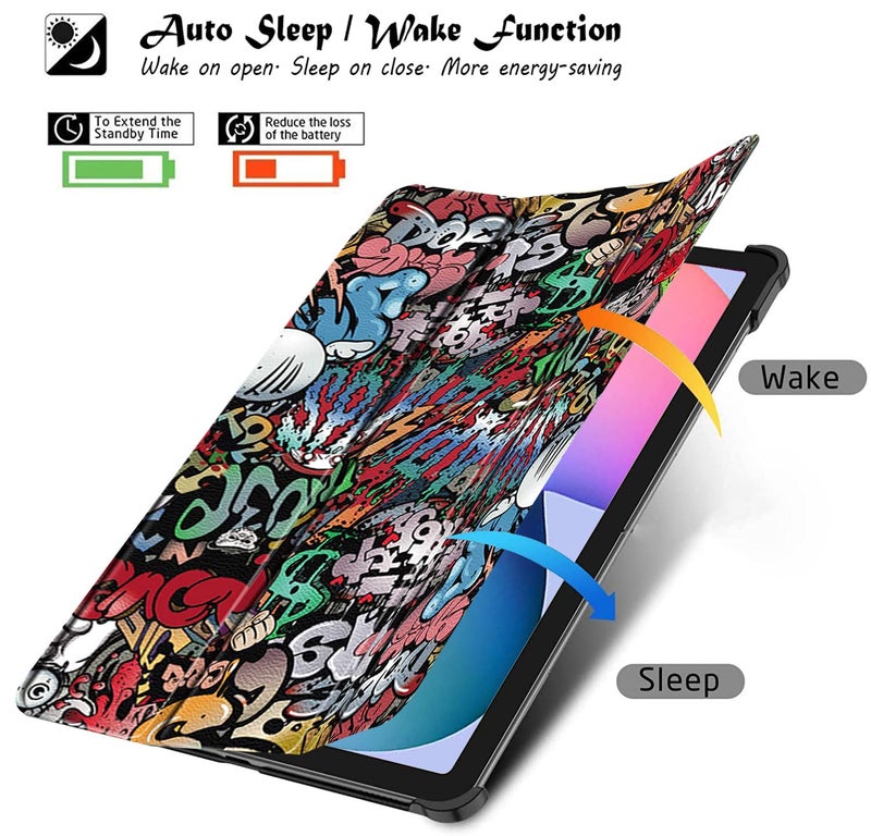 Robustrion Cover Case for Samsung Tab S6 Lite Cover 10.4 inch, Trifold Flip Cover for Samsung S6 Lite Tablet Cover 10.4 inch [Auto Sleep Wake Support] - Hippy - Image 2