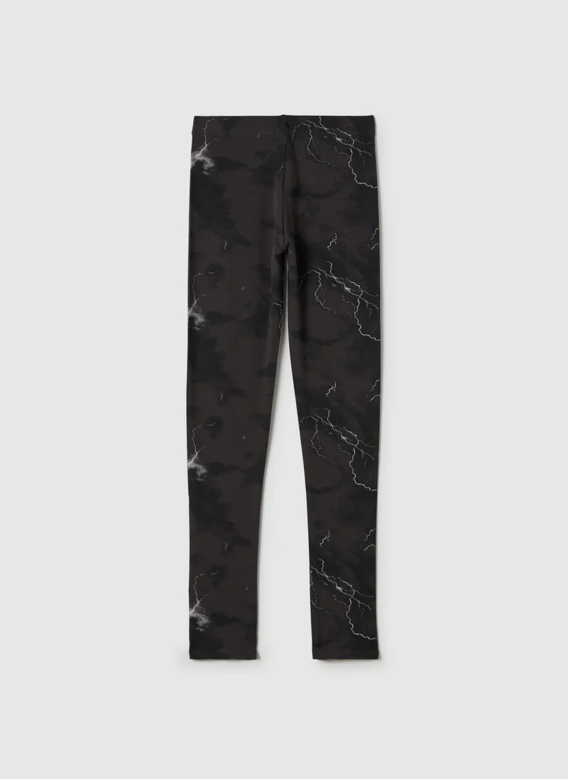 او في اس Patterned Stretch Leggings