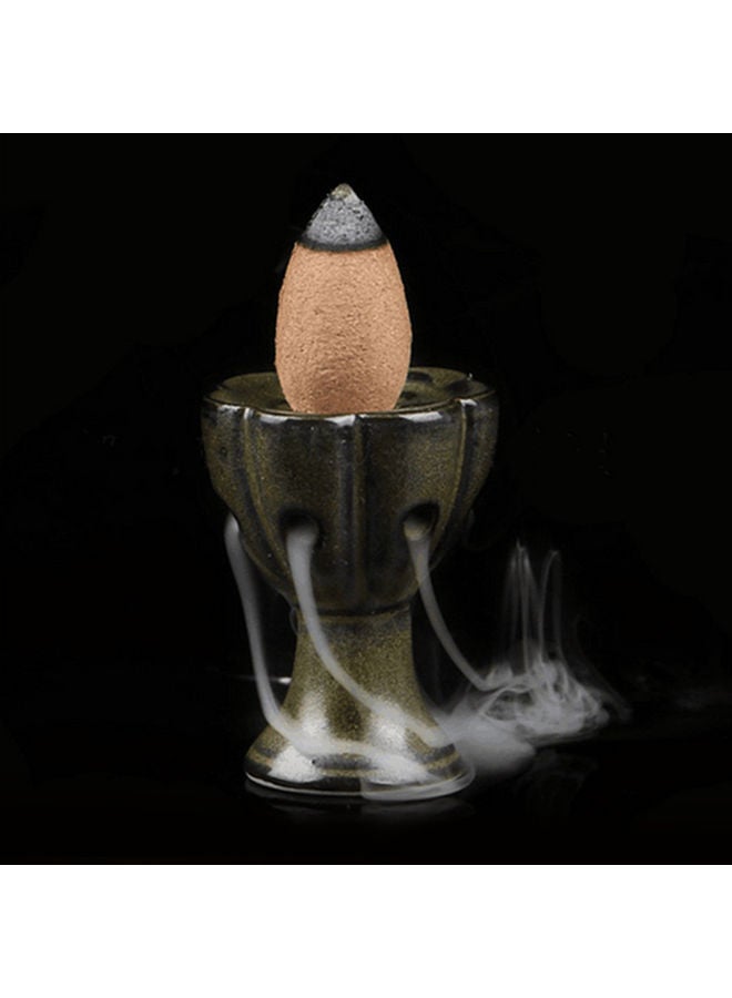 NIBEMINENT Ceramic Incense Burner Enamel Pottery Censer Backflow Green 5 x 4 4cm