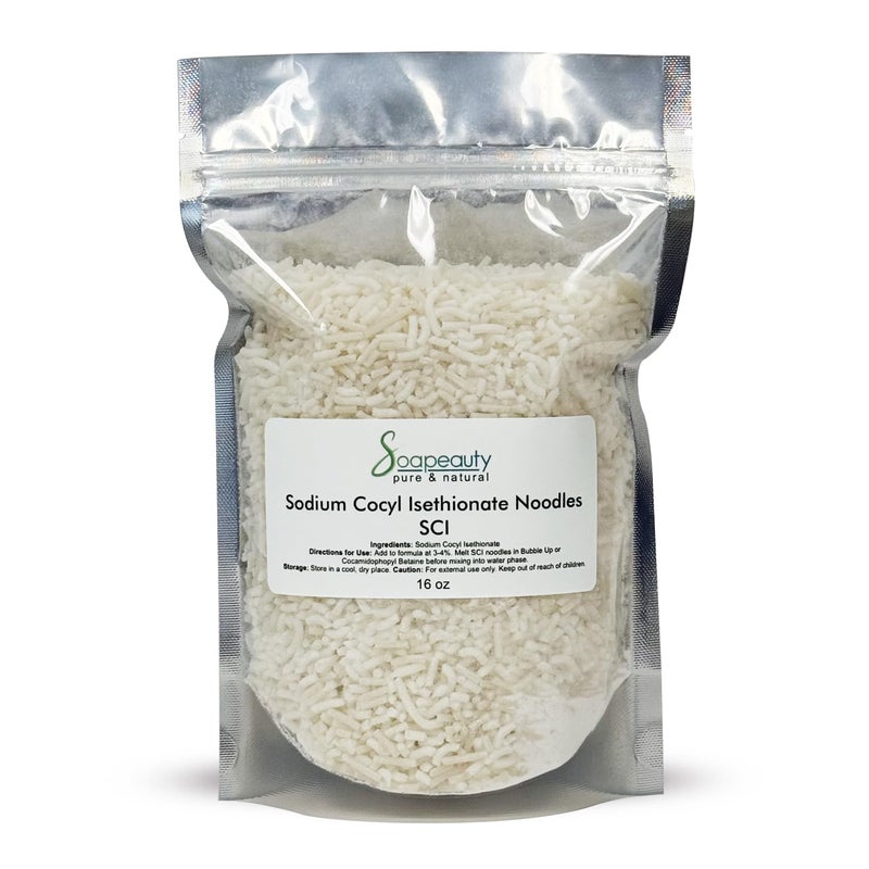 Soapeauty Sodium Cocoyl Isethionate Noodles by Soapeauty for Skin & Hair Care - SCI Natural Surfactant Used for Making Bubble Baths, Bath Bombs, Shampoo Bars (16 oz) - Image 1