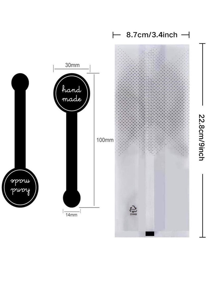 Forest Home 100 Pieces Bread Packaging Bags, Translucent Plastic Bags, Cellophane, Pastry Treat Bags, Gift Bags for Candies Cookies Chocolate with Stickers - Image 2
