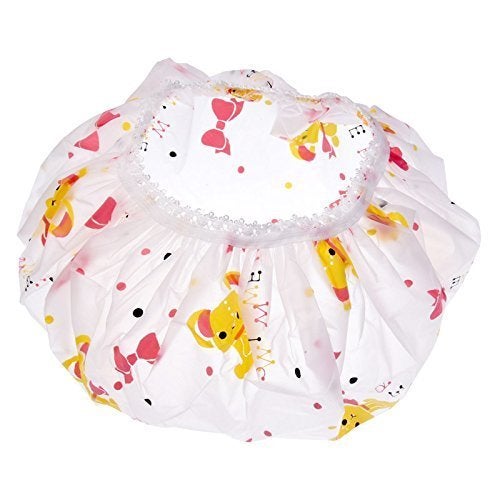 CONNECTWIDE® Reusable Fancy Vinyl Shower Caps (One Size Fits All)- Set of 6 - Image 4