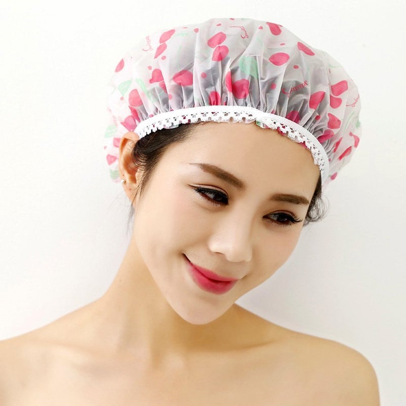CONNECTWIDE® Reusable Fancy Vinyl Shower Caps (One Size Fits All)- Set of 6 - Image 5