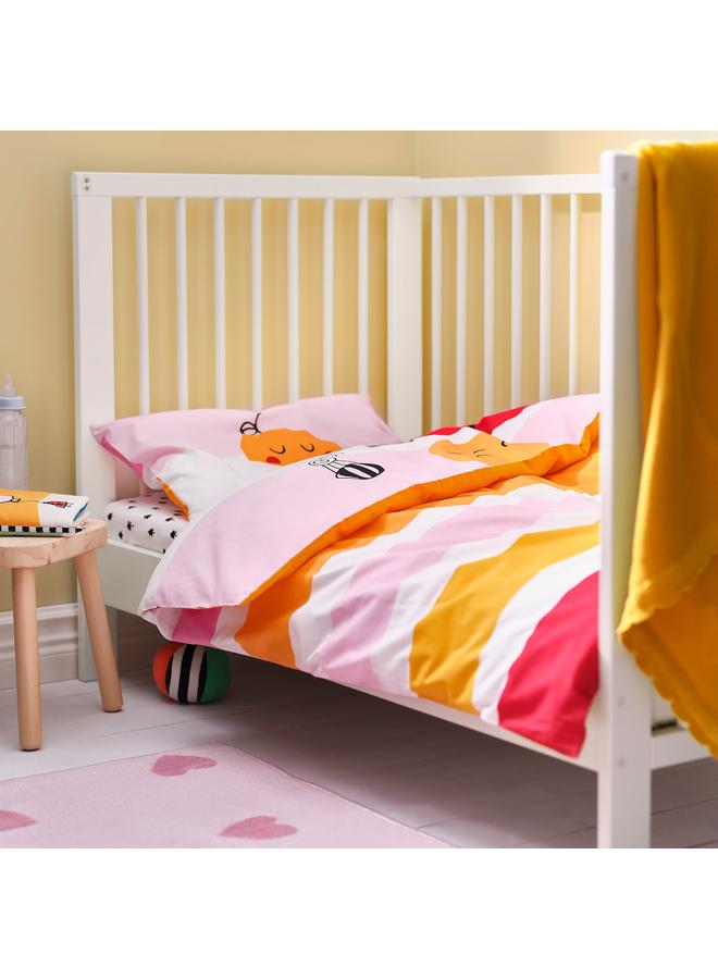 Zaboon Duvet Cover 1 Pillowcase For Cot, Multicolour/Striped, 110X125/35X55 Cm - Image 5