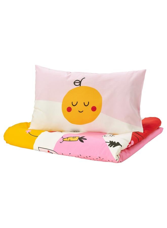 Zaboon Duvet Cover 1 Pillowcase For Cot, Multicolour/Striped, 110X125/35X55 Cm - Image 1