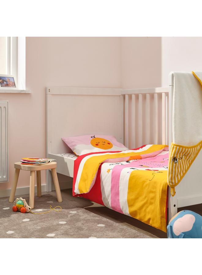 Zaboon Duvet Cover 1 Pillowcase For Cot, Multicolour/Striped, 110X125/35X55 Cm - Image 4