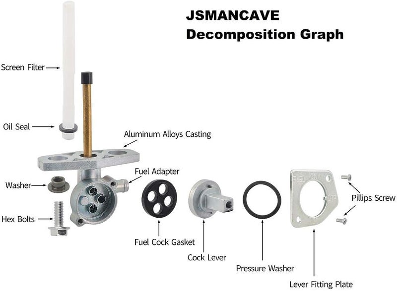 JSMANCAVE Fuel Valve Petcock Shut Off Tank Switch for Honda TRX Series - Image 4