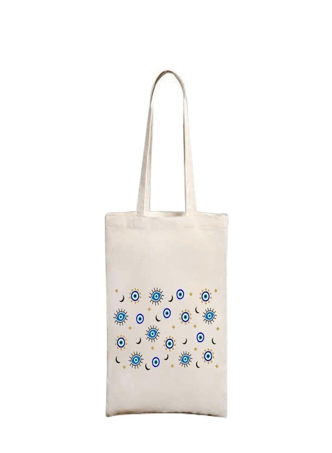 blinkNshop White Canvas Tote Bag | Eco-Friendly, Evil Eyes Theme | Gift for Her | Multipurpose Shopping Bag - Image 2