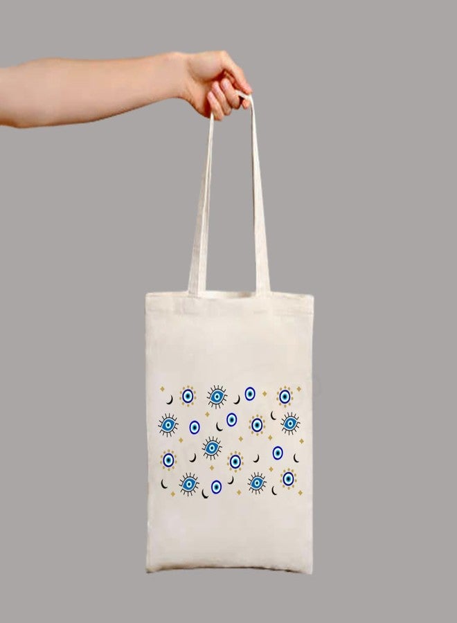 blinkNshop White Canvas Tote Bag | Eco-Friendly, Evil Eyes Theme | Gift for Her | Multipurpose Shopping Bag - Image 3