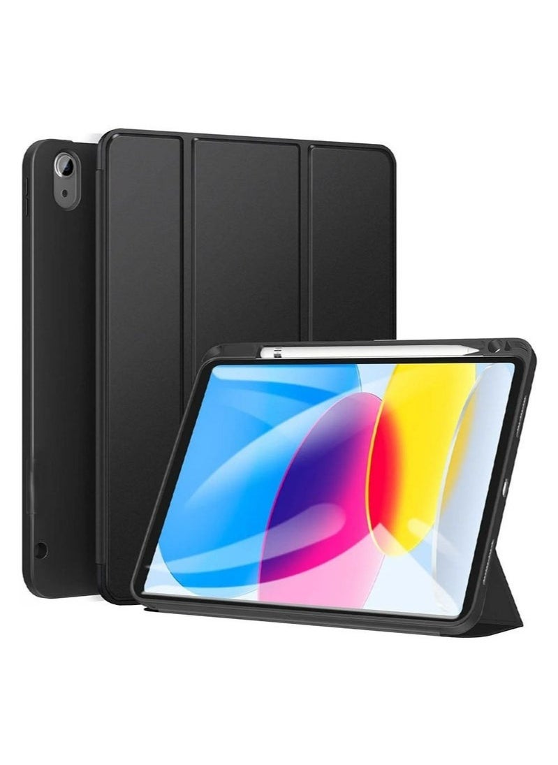 Rock Pow - Case for iPad (A16) 11th 11 inch 2025 Gen iPad 11 Case/Case for iPad 10th Generation 10.9 Inch 2022 Built-in Pencil Holder Flexible Back Cover,Trifold Stand, Auto Sleep Wake Rebound Series for iPad 2022 Model A2696 A2757 A2777 10th Gen 10.9 Inch/iPad 11th Gen 11" 2025 A3354, A3355, A3356 Black - Image 1