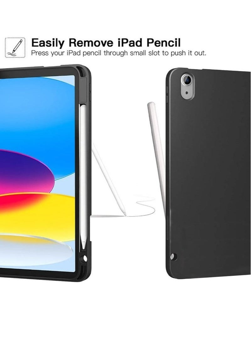 Rock Pow - Case for iPad (A16) 11th 11 inch 2025 Gen iPad 11 Case/Case for iPad 10th Generation 10.9 Inch 2022 Built-in Pencil Holder Flexible Back Cover,Trifold Stand, Auto Sleep Wake Rebound Series for iPad 2022 Model A2696 A2757 A2777 10th Gen 10.9 Inch/iPad 11th Gen 11" 2025 A3354, A3355, A3356 Black - Image 1