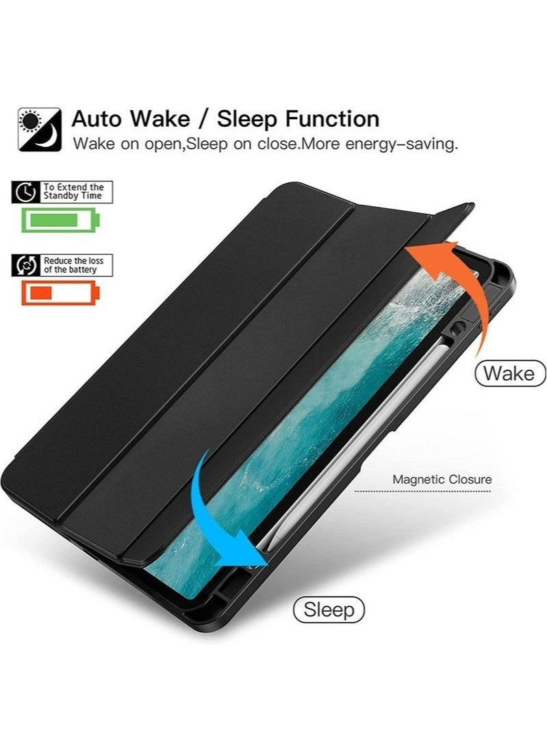 Rock Pow - Case for iPad (A16) 11th 11 inch 2025 Gen iPad 11 Case/Case for iPad 10th Generation 10.9 Inch 2022 Built-in Pencil Holder Flexible Back Cover,Trifold Stand, Auto Sleep Wake Rebound Series for iPad 2022 Model A2696 A2757 A2777 10th Gen 10.9 Inch/iPad 11th Gen 11" 2025 A3354, A3355, A3356 Black - Image 1