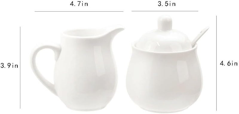 FUYU Ceramic Colorful Creamer and Sugar Set with Lid Spoon, Coffee Serving Set - Image 2