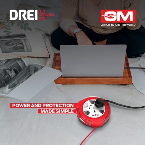 GM Modular 3240 DREI 2 PIN Flex Extension Cord with 5 m Cable with Master Switch, Indicator and International Sockets - Image 3