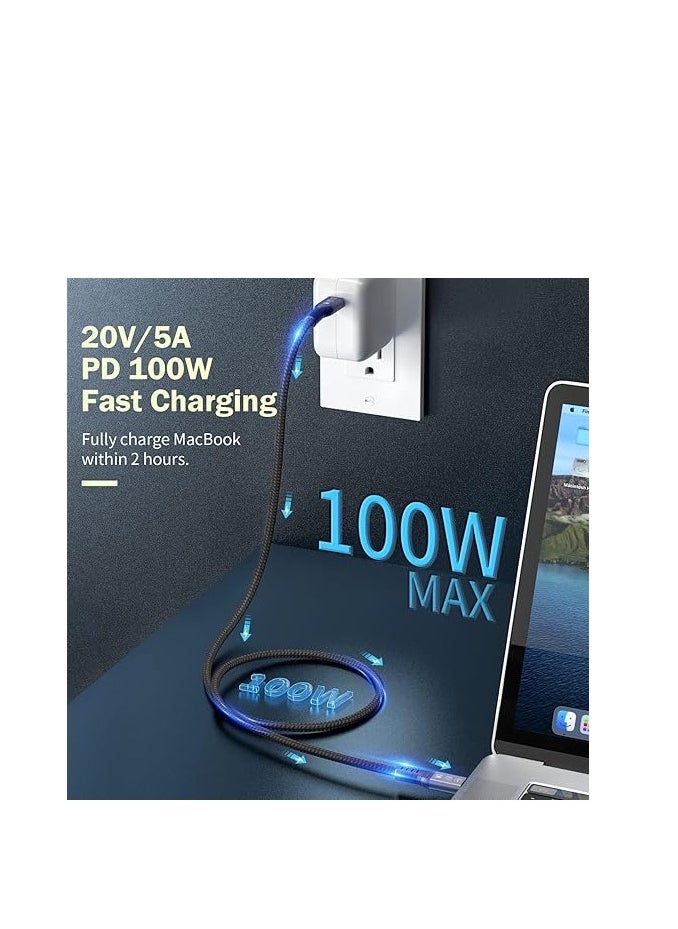 كاست ويف كابل USB4 متوافق مع Thunderbolt 4، كابل USB-C بدقة 8K و5K، فيديو بدقة 8K و60 هرتز و5K/4K و60 هرتز، بيانات بسرعة 40 جيجابت في الثانية، توصيل طاقة بقوة 100 وات، طول 1 متر  - Image 4
