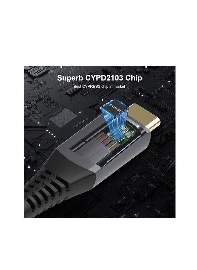 كاست ويف كابل USB4 متوافق مع Thunderbolt 4، كابل USB-C بدقة 8K و5K، فيديو بدقة 8K و60 هرتز و5K/4K و60 هرتز، بيانات بسرعة 40 جيجابت في الثانية، توصيل طاقة بقوة 100 وات، طول 1 متر  - Image 2