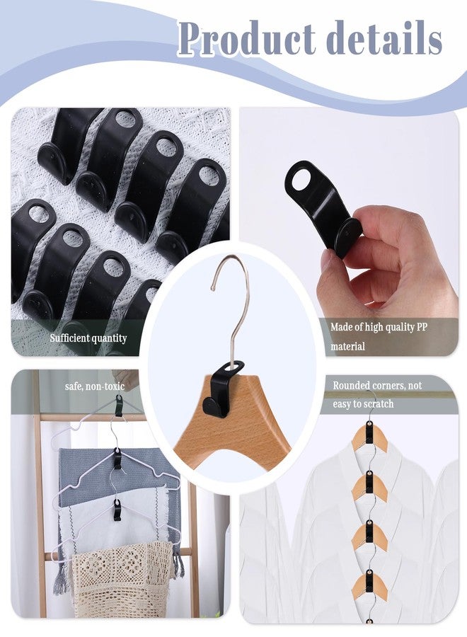 MCPINKY 50PCS Hanger Hooks, Clothes Connector Hooks Space Saving Cascading Hangers Black Closet Organizer Hanger Clips for Plastic Hangers - Image 4