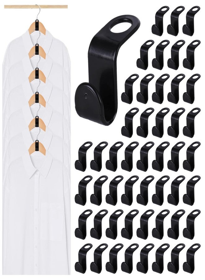 MCPINKY 50PCS Hanger Hooks, Clothes Connector Hooks Space Saving Cascading Hangers Black Closet Organizer Hanger Clips for Plastic Hangers - Image 1