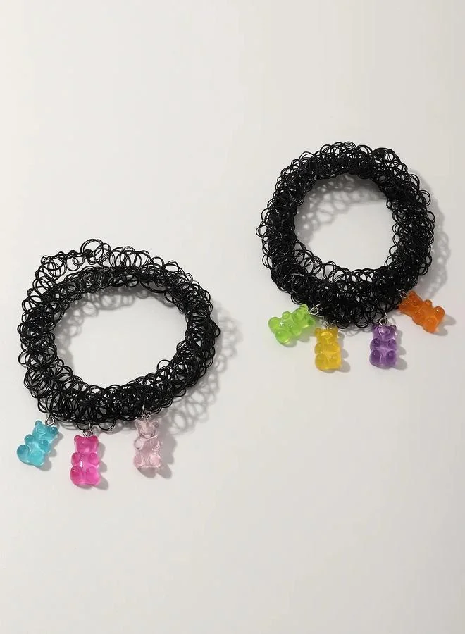 Take Two  Pack of 7 - Girls Multi-Color Gummy Bear Choker Necklaces for Women | Best Price UAE