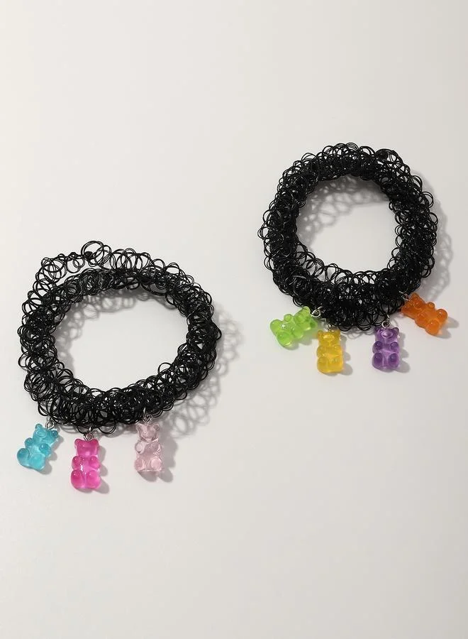 Take Two  Pack of 7 - Girls Multi-Color Gummy Bear Choker Necklaces for Women | Best Price UAE